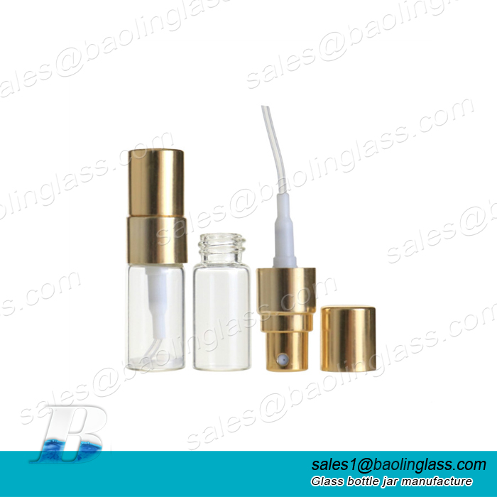 3Frasco de teste de amostra de perfume de vidro de tubo transparente de ml com bomba de spray