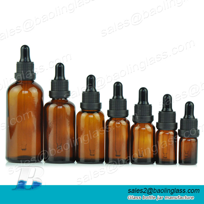 Pakyawan 100ml amber glass essential oil bottle na may plastic dropper