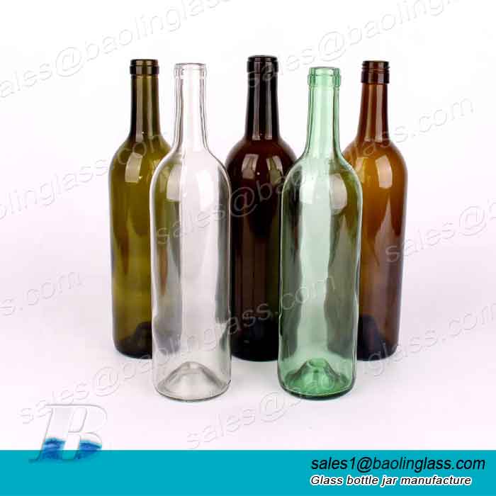 750ml Wine Glass Bottle with Cork