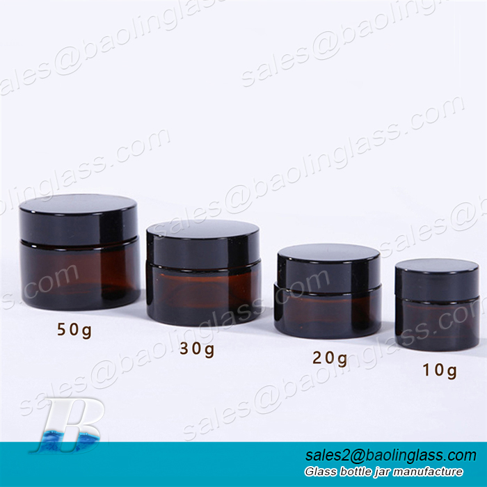 20g 30g 50g 2 oz skin care brown cream oniment  amber  glass cosmetic jars