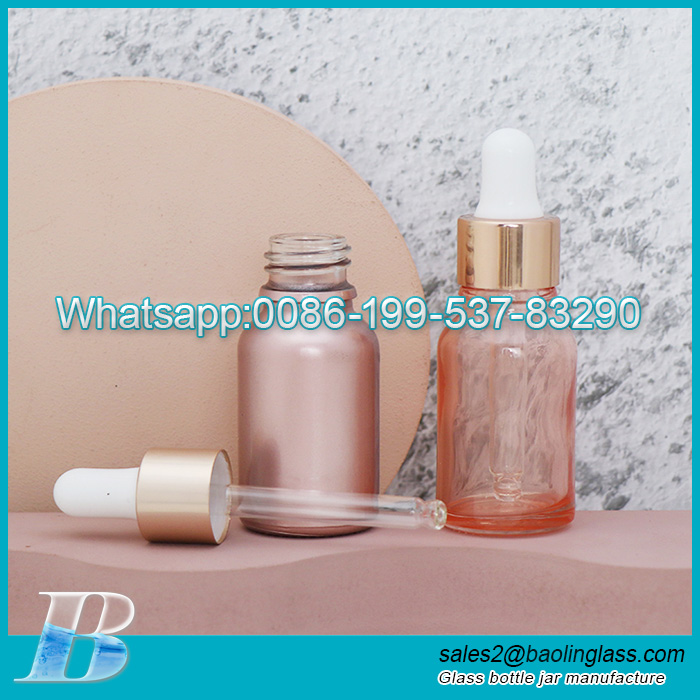 5ml 10ml 15ml 50ml Pink color essential oil glass bottle for cosmetic packing