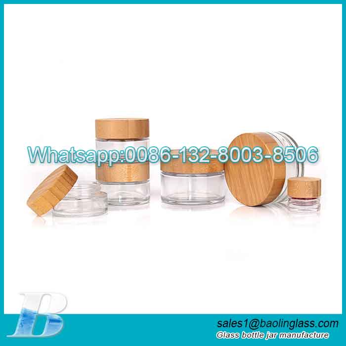 5g 20g 30g 50g 100g frasco de vidro de bambu para produtos cosméticos para a pele