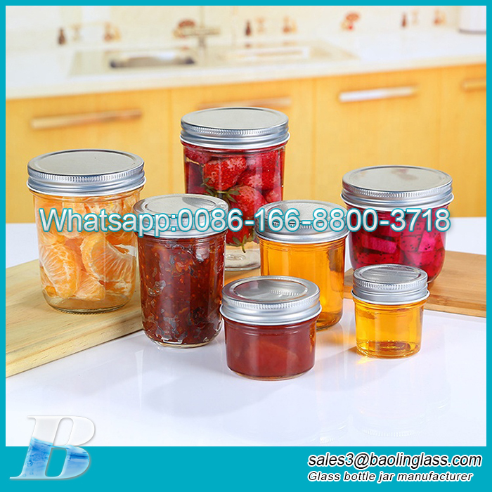 Cheap Round 400ml 640ml Wide Mouth Transparent Glass Mason Jar For Honey Jam With Metal Lid