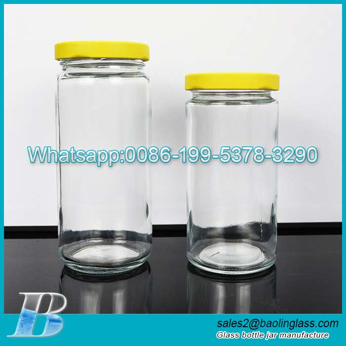 Botella de vidrio de jugo prensado de enlatado resistente al calor de 6 oz 8 oz, tarro de Paragon transparente con tapa giratoria de metal para bebidas