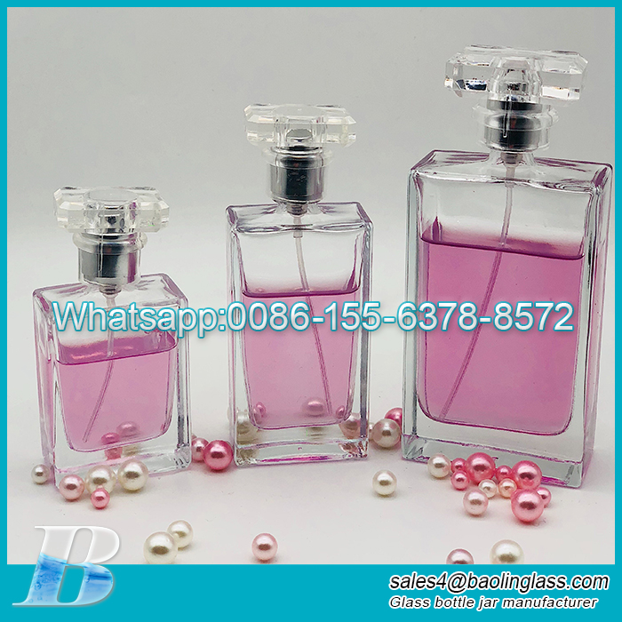 2021 Frascos de perfume personalizados para atacado de 30 ml 50 ml 100 ml Frasco de perfume transparente de luxo