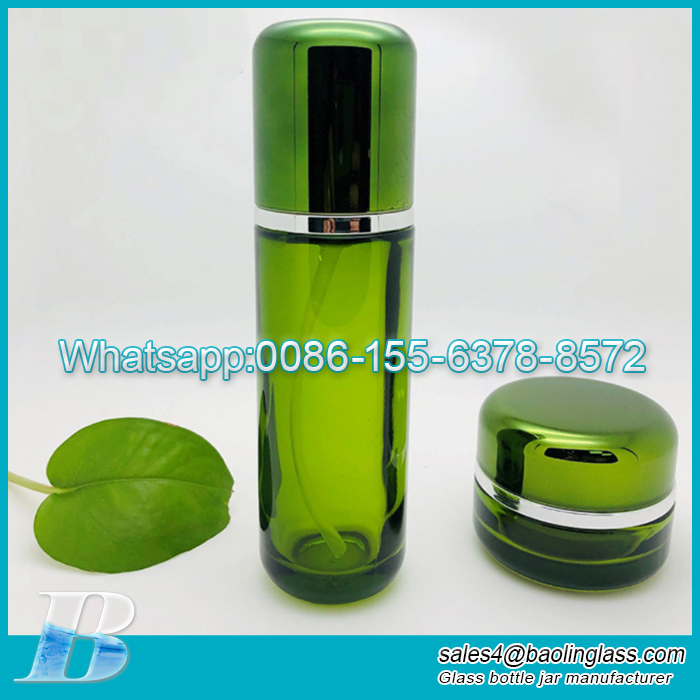 120ml / 100мл / 40мл Зеленая косметическая стеклянная бутылка 50 г / 30g Производитель банок для сливок