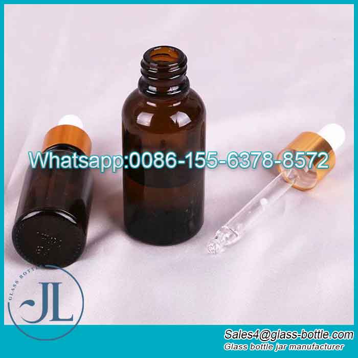 30ml Fancy Amber Glass Essential Oil Dropper Bottle