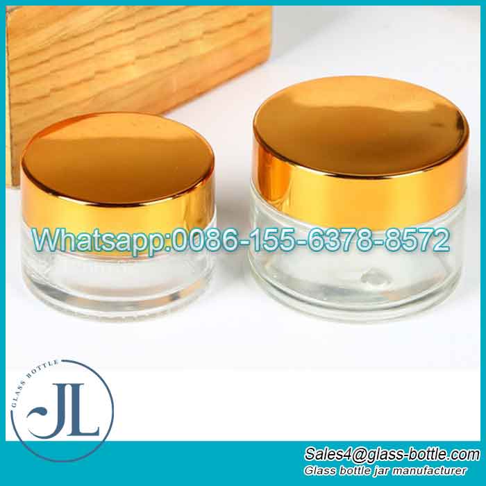 5g 15g 20g Tarro de crema de vidrio transparente Tapa de galvanoplastia Tarro de emulsión cosmética Tarro de crema de esencia