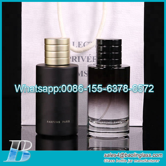 Wholesale 2021 New Design Luxury Cylinder 100ml Transparent Spray Black Glass Perfume Bottle