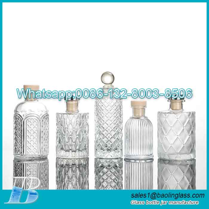 Accesorios de fragancia de botellas de difusor de vidrio en relieve multifunción