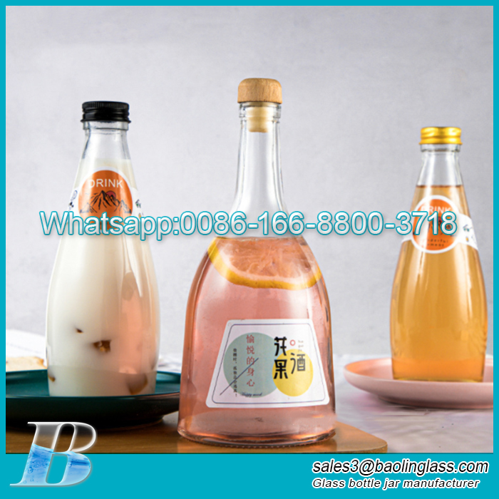 290ml 330ml 375ml buona tenuta bottiglia di vino in vetro panciuto bottiglia di bevanda alla frutta estiva