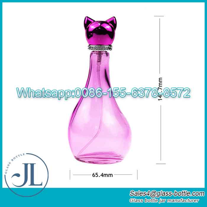 Factory customized 85ml purple cat perfume glass bottle