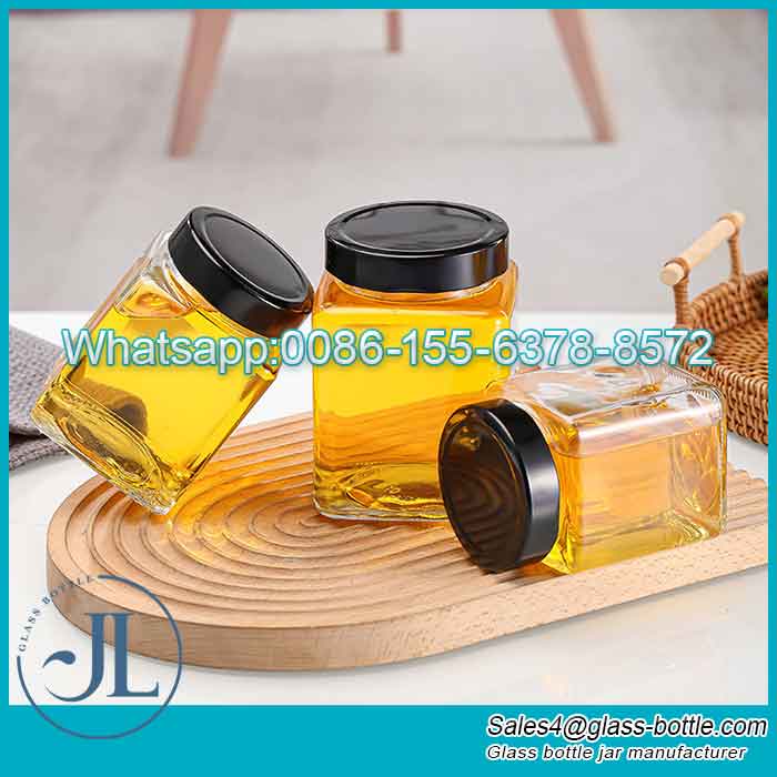 Quadratisches, versiegeltes Honigmarmeladenglas für Lebensmittelverpackungsflaschen