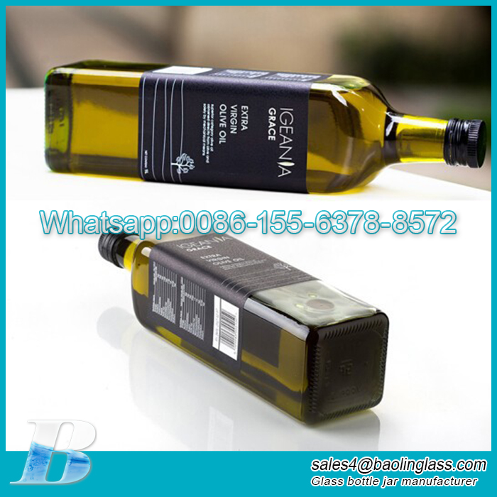 Clear square amber olive oil bottles cooking oil storage bottle