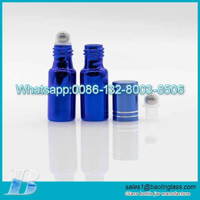 5ml UV printing blue color tube glass roller bottle