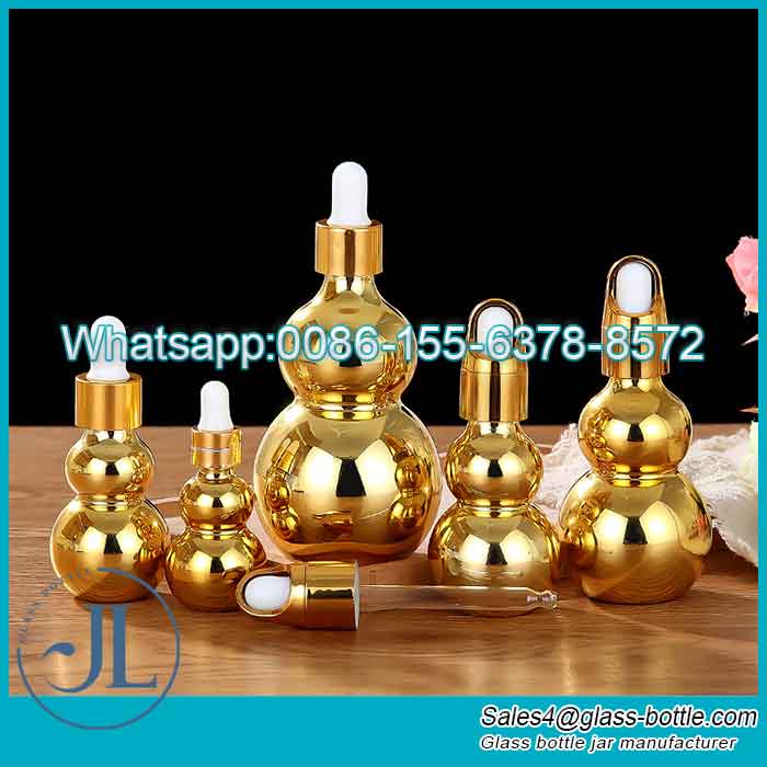 Gourd Shape UV Electric Gold-plated Glass Essential Oil Bottle