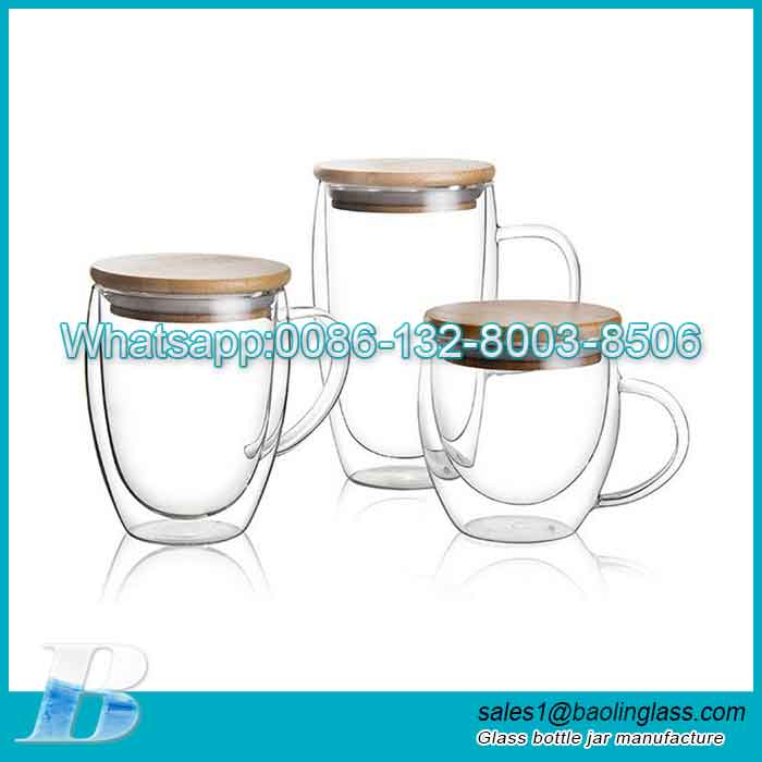Роскошная стеклянная чашка с двойными стенками и ручкой