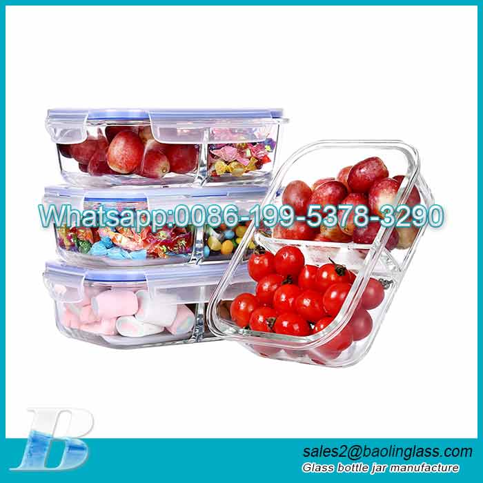 1050ml Glass Food Storage Meal Prep bento Container With Airtight Lid