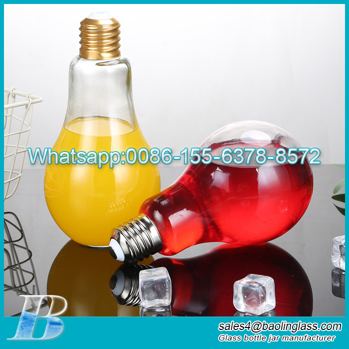 Highwhite Light bulb shaped bottle clear glass beverage bottle