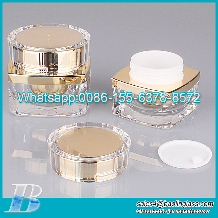 Luxury acrylic skincare double wall cosmetic face cream jar