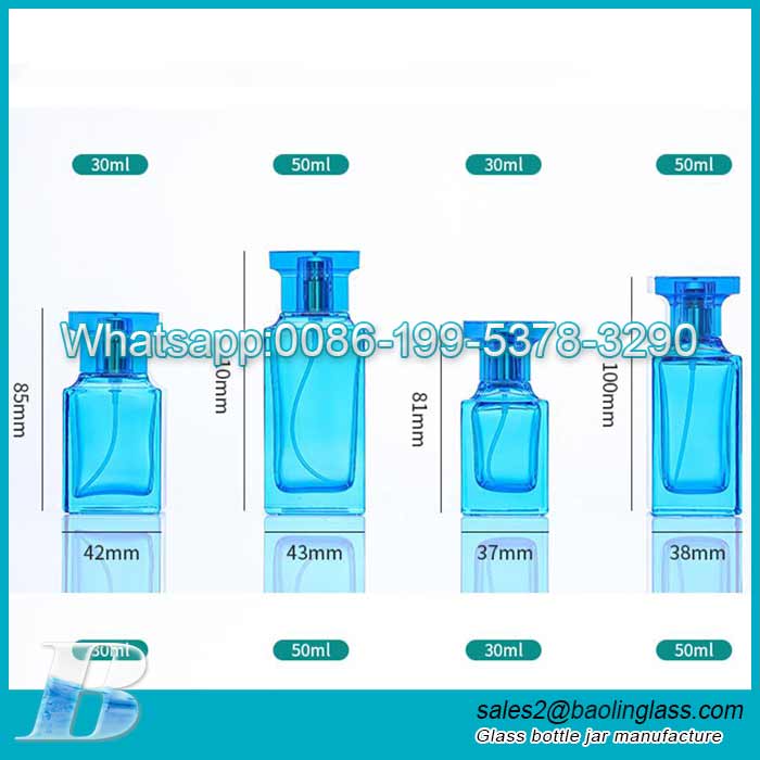 30Frasco de perfume de vidro spray quadrado de luxo vazio de fábrica 50ml ml 50ml