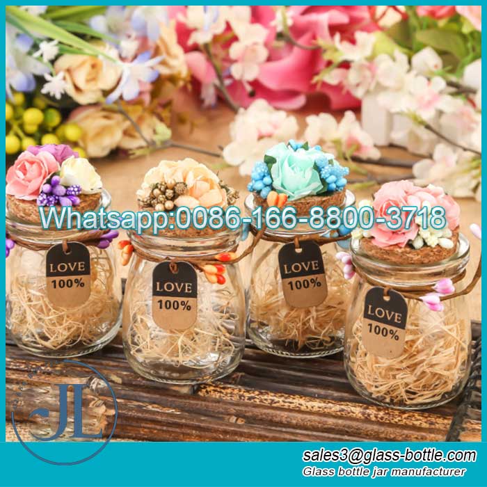 100ml Stock Pudding Cake Dessert Transparent Glass Cork Food Storage Jars for Wedding Favours
