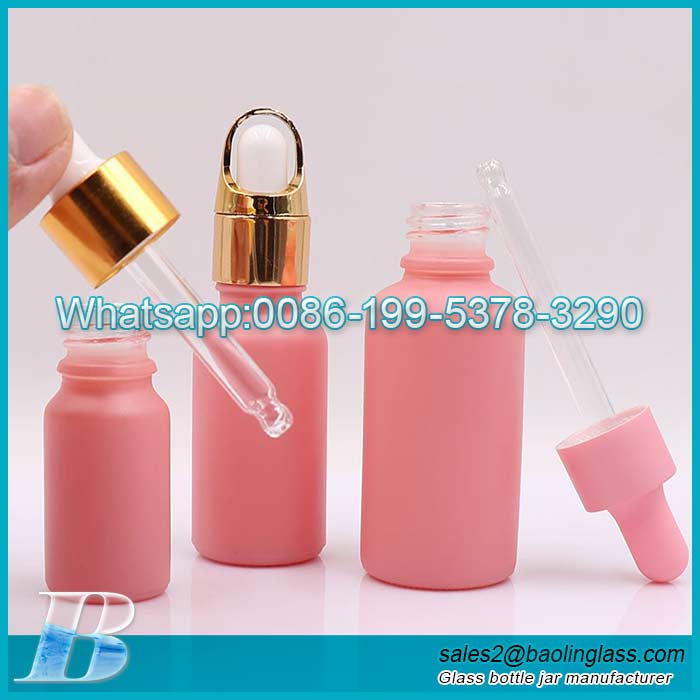 10ml 20ml 30ml Frasco cuentagotas de aceite esencial rosa de vidrio