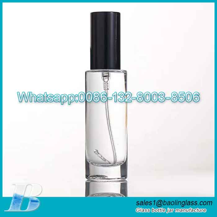 30Botella pulverizadora de vidrio cilíndrica de pedernal para perfume