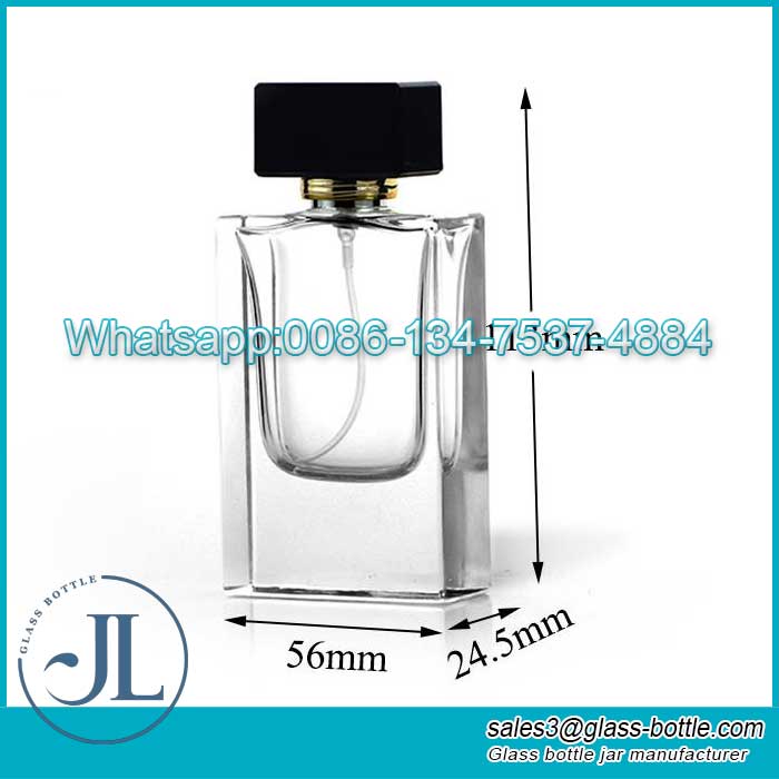 100ml High Transparent Crystal Polished Glass Perfume Bottle with Black Cap