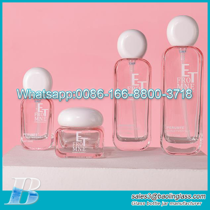 New design peach pink color 30ml 50g flat cosmetic set
