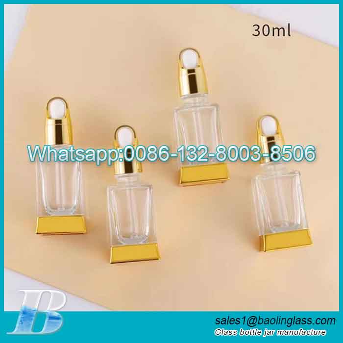 Luxury Square Glass Bottle with Dropper 30ml