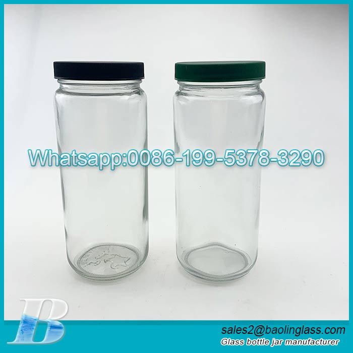 500Frasco de almacenamiento de vidrio de ml con tapa de plástico a rosca