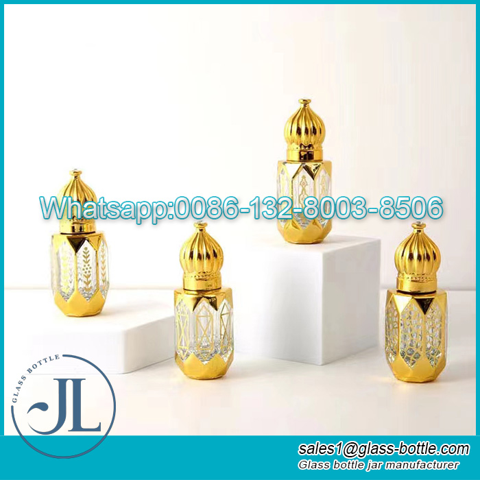 Bottiglia di vetro per olio essenziale Attar di olio di profumo Oud Arabia da 6 ml