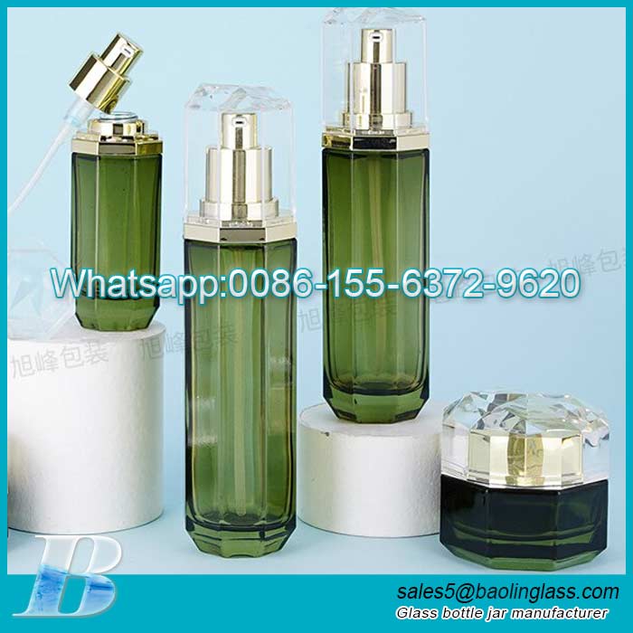 30g / 50g / 40 ml / 100 ml / 120 ml haut de gamme à cent angles ensemble bouteille cosmétique lotion essence bouteille fond de teint bouteille d'huile essentielle crème bouteille en verre