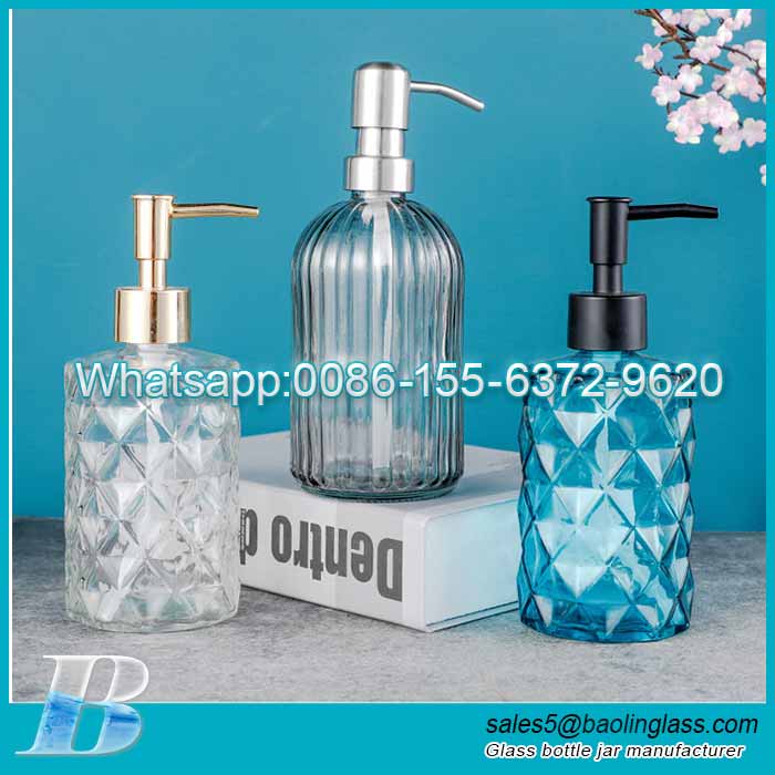 330ml and 400ml Soap dispenser glass bottle