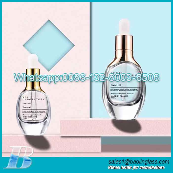 Botellas de aceite esencial de cristal de lujo con cuentagotas 30ml