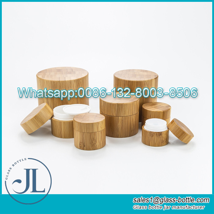 Tarro de crema cosmética de bambú natural respetuoso con el medio ambiente