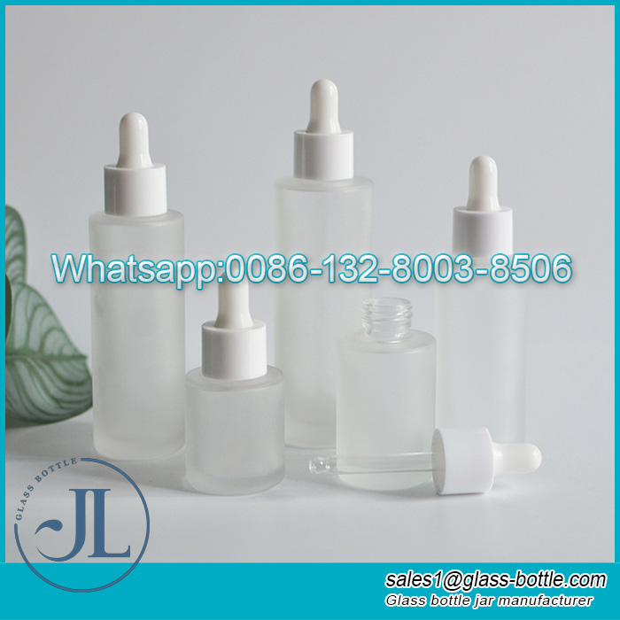 20ml 30ml 40ml flat shoulder frosted glass serum essential oil dropper bottle