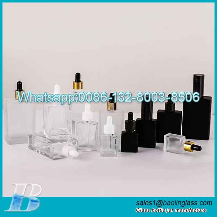 15ml 30ml 50ml 100ml Flat Square Glass Bottle for Cosmetic