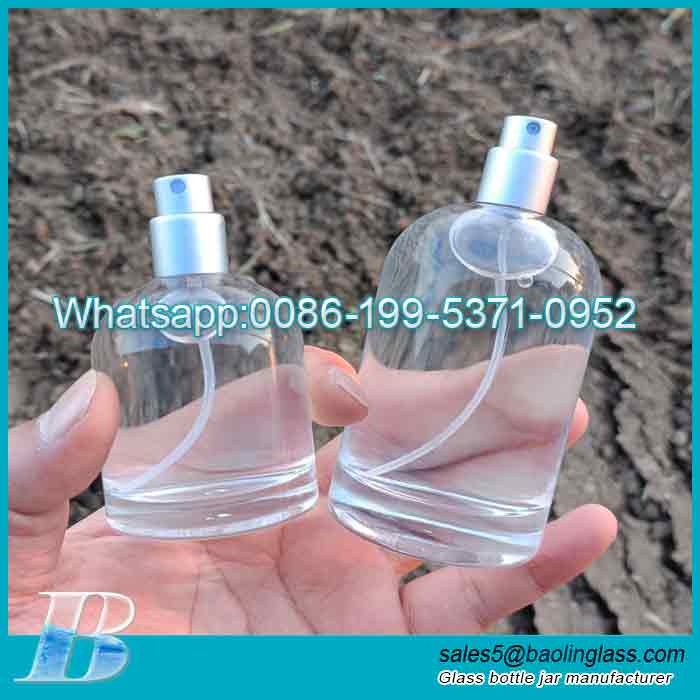 50ml100ml Crystal White Glass Bayonet Slanted Shoulder Cylindrical Perfume Bottle