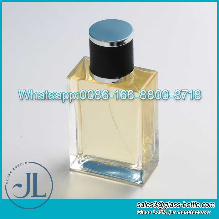 50Botella de Perfume de ml, botella cuadrada de fondo grueso transparente, botella de Perfume de viaje portátil, botella vacía, subbotella de vidrio
