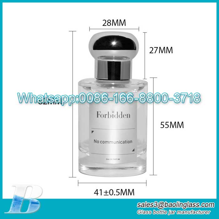 50ml botella de spray de perfume de vidrio botella de perfume de vidrio transparente botella de perfume redonda vacía