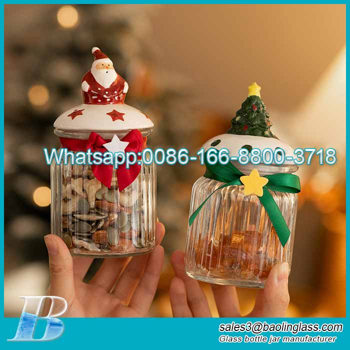 300ml 1000ml glass decorative bottle glass bottles boxes glasee jar with lid wholesale