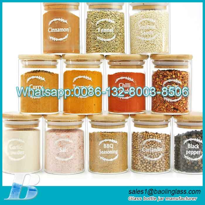 2.5oz Glass Spice Jar with Bamboo Lid