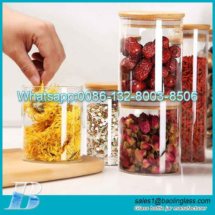 Clear Glass Food Storage Containers with Airtight Bamboo Lid