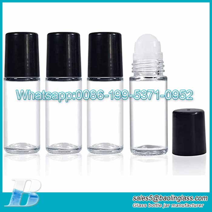 30ML Deodorant Glass Roller Bottles with Plastic Roller Ball Black Cap Leak-Proof Massage Roll On Bottles Containers
