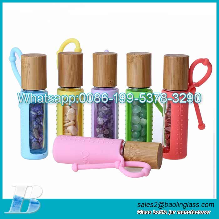 5ml Colorful glass roller bottle with silicone case