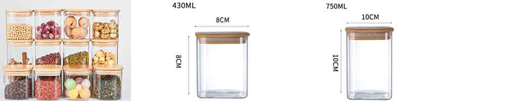 Custom Square Glass Storage Jars na may supplier ng Lids