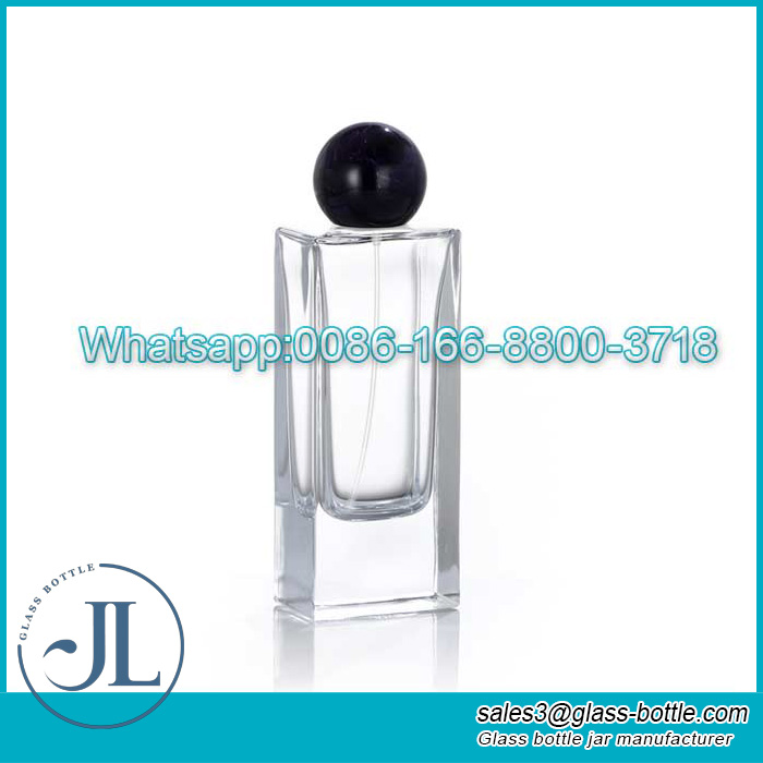 Wholesale Glass Perfume Bottle 30ml50ml100ml Large-capacity Transparent Rectangular Bottle Cosmetic Sub-Bottle Press-Type Spray Bottle