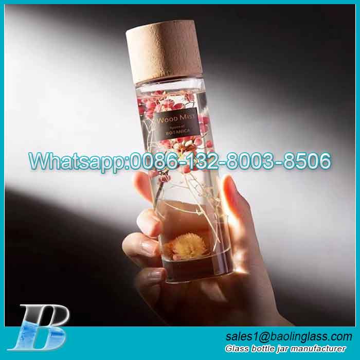 200Garrafa de vidro para difusor de aromaterapia de ml com tampa de madeira